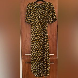 Yellow Floral Midi Wrap Sundress by Audrey 3+1